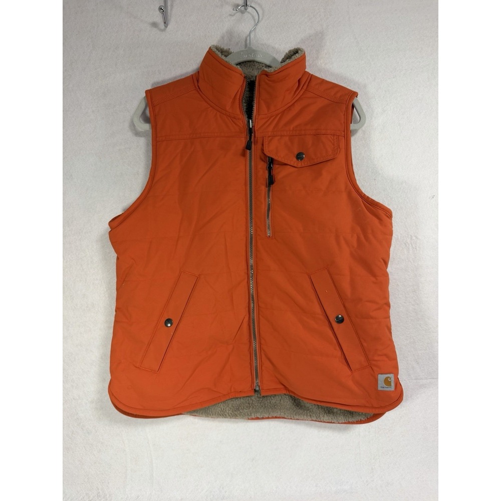 Carhartt Womens Utility Sherpa Lined Vest Orange Reversible 103907 Medium M 8/10